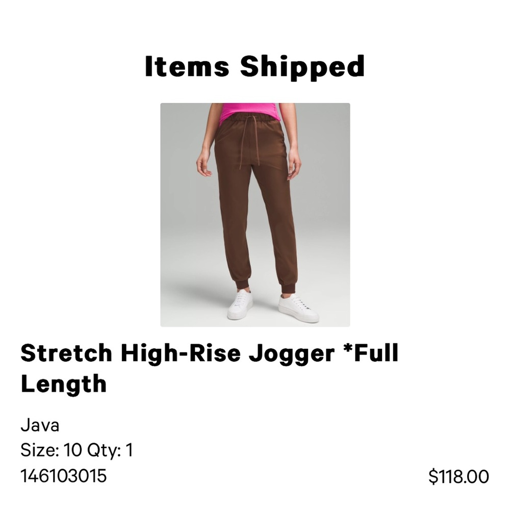 Lululemon Women’s High-Rise Jogger - Full length size 10